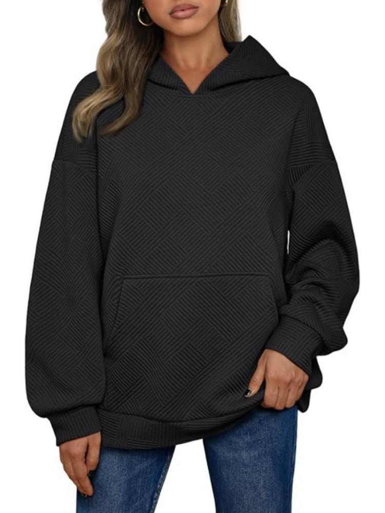 

Модные женские повседневные топы, свободные фактурные толстовки с капюшоном и карманами, толстовка Y2K, удобная и универсальная футболка для женщин XXL чёрный