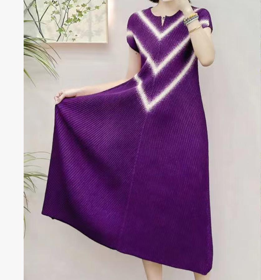 Spring Floral Pleated A-Line Dress Jacket for Women - Plus Size