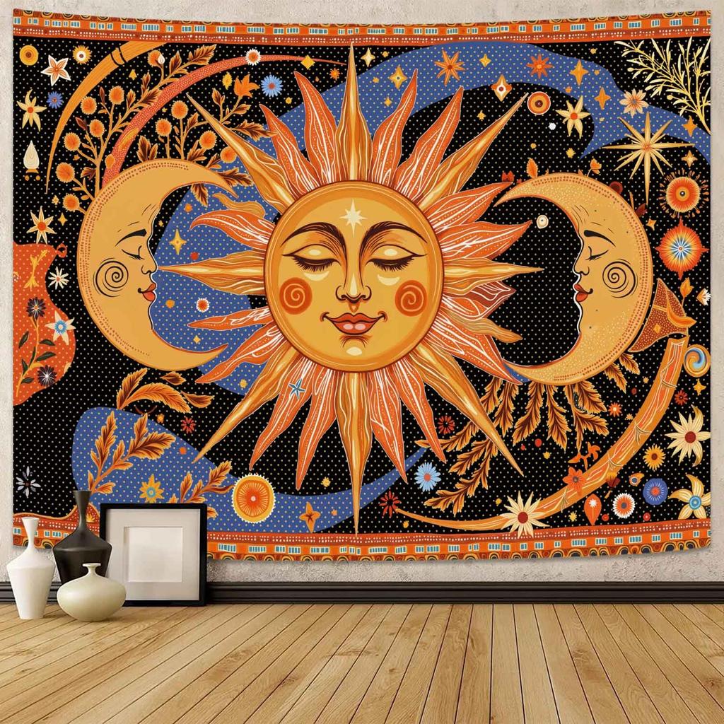 Golden Ginko Tapestry Nature Style Tapestry for Bedroom Celestial Starry Sky Tapestries Wall Hanging Aesthetic Room Decor Full