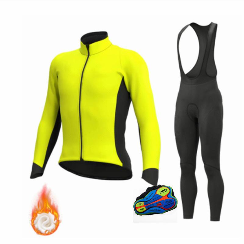 2026 Winter Warm Cycling Clothing Set  MTB Suits Long Pants with 20D Gel Bike Clothing Men Thermal Fleece Bicycle Uniform Cycling Sets