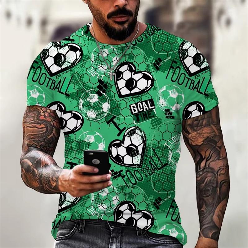 Men's Football Printed Short-sleeved Fashion Versatile Top Casual T-shirt Loose Comfortable T-Shirts Men’s
