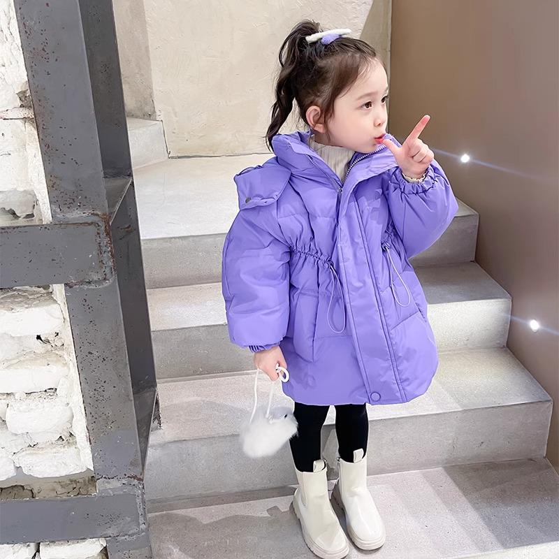 Girls' 2025 Winter Down Coat: Velvet Lined, Thick, Fashionable Outerwear for Toddlers and Kids.