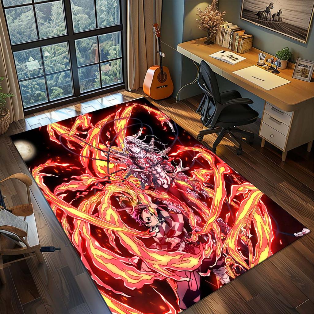 Demon Slayer Anime Rug Carpet Large Area Rug Non Slip Washable Floor Mat Gamer Room Bedroom Home Decor -QJY