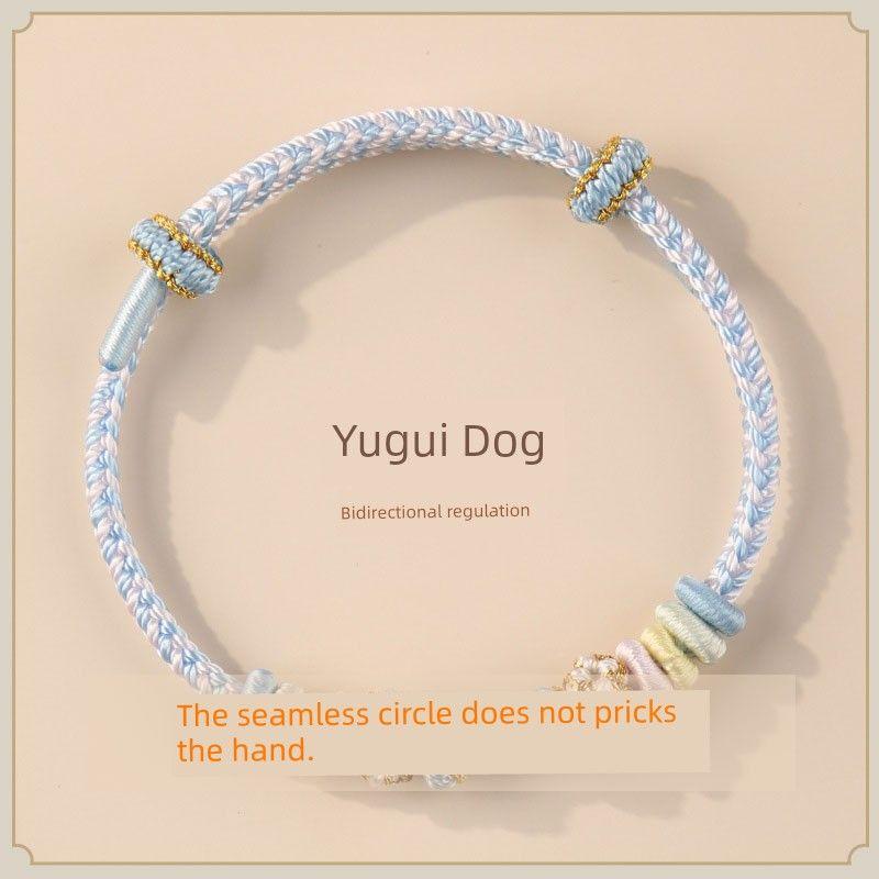 

Красивый регулируемый в двух направлениях ремень для переноски Готовое изделие Золотой Съемный Ручной работы Узел Цветок персика Красная веревка Легко надевать и снимать Yugui dog-bidirectional 14-18cm/3mm