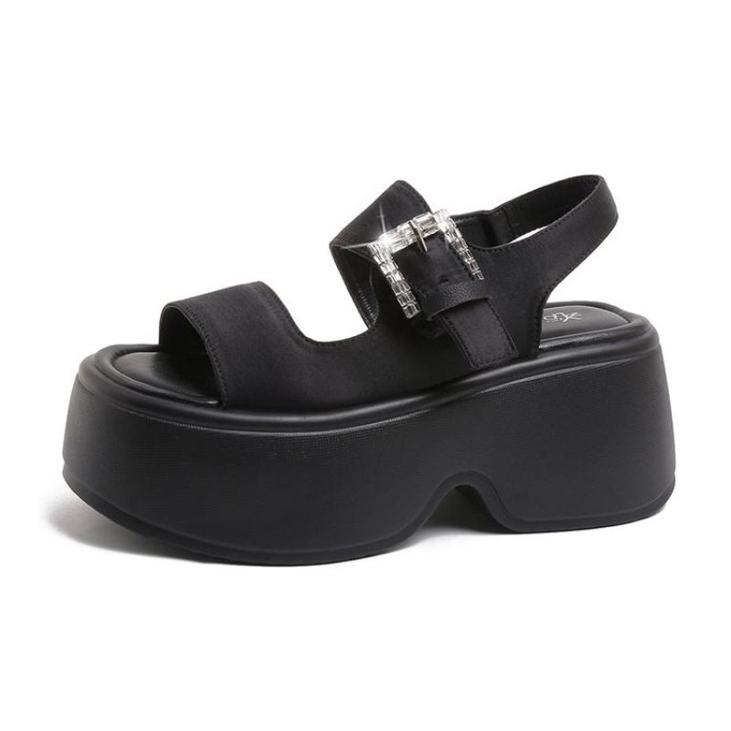 Fashion 8CM High Platform Sandals Women Summer Breathable High Heels Ladies Leather Sneakers Wedges Chunky Slippers Sandalias Mujer