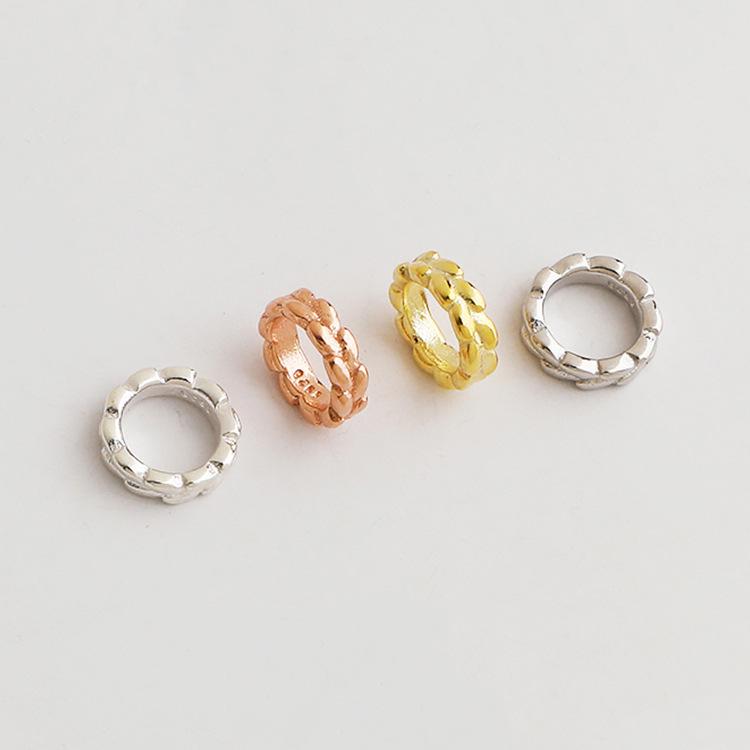 Gold-Plated S925 Sterling Silver Wheat Ear Spacer Beads for DIY Jewelry