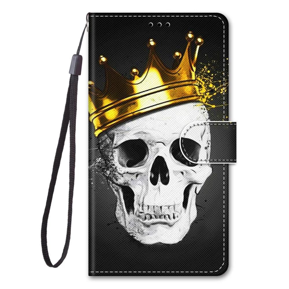 Leather Flip Phone Case For Xiaomi Redmi Note 7 8 Pro 8T 9 Pro 9S Lion Cat Flower Butterfly Painted Wallet Card Holder Cover