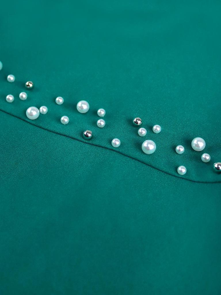 Vestido de Fiesta Elegante con Abertura, Perlas y Fruncidos para Mujer Tallas Grandes