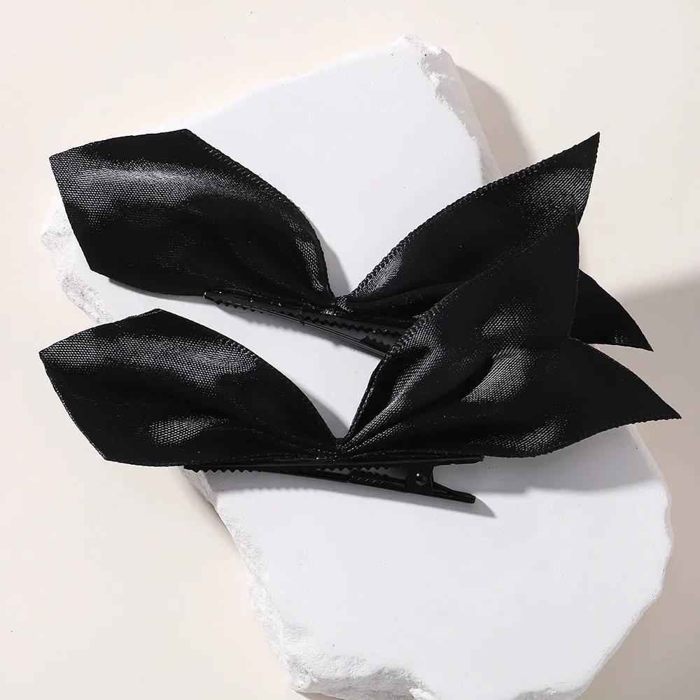 

2 шт. черно-белые ленточные банты для волос заколки винтажный бант сбоку шпилька милые заколки для девочек головной убор аксессуары для волос для женщин