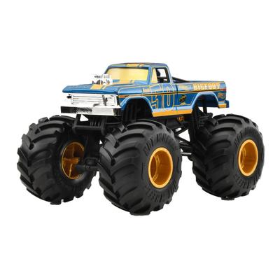 Hot Wheels Monster Truck Big Size Bigfoot (50th Anniversary) Vehicle Toy 1:24 Mini Car 3 Years Old and Up Blue JCC91