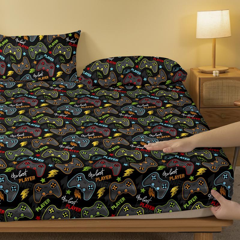 Cartoon 1 Fun Printed Matte Fitted Sheet, Bedroom Printed Bed Cover, Bedding Excluding Pillowcases