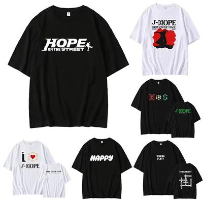 Hope On The Stage Street Kpop Fan Top Men Women T-Shirt J-HOPE LA World Tour Happy JIN Graphic Print O-Neck Summer Casual Tshirt