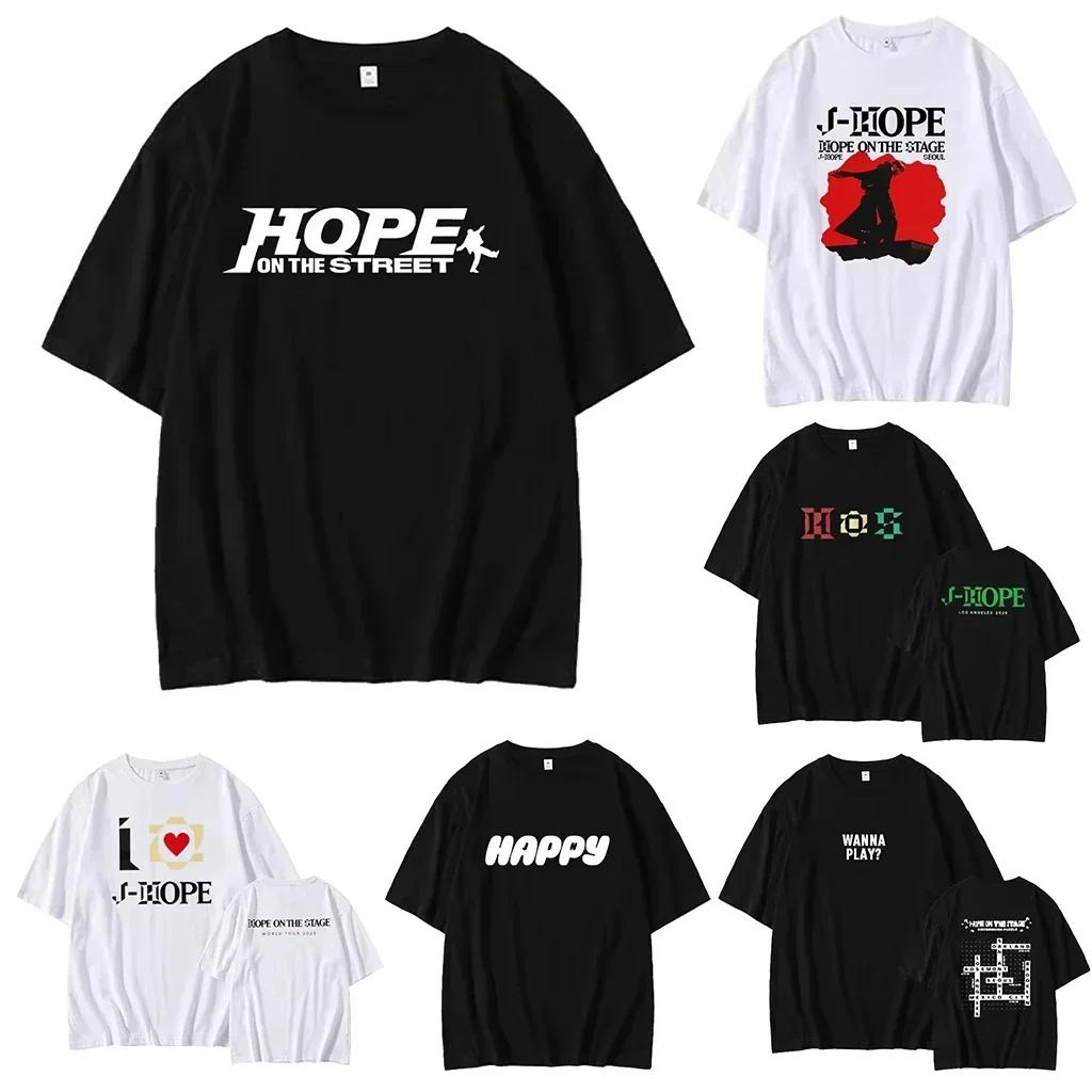 Hope on The Stage Street Kpop Fan Top Men Women T-Shirt J-HOPE LA World Tour Happy JIN Graphic Print O-Neck Summer Casual Tshirt
