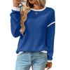 Autumn and Winter Round Neck Color Blocked Loose Top Women’s Pullovers & Long Sleeves