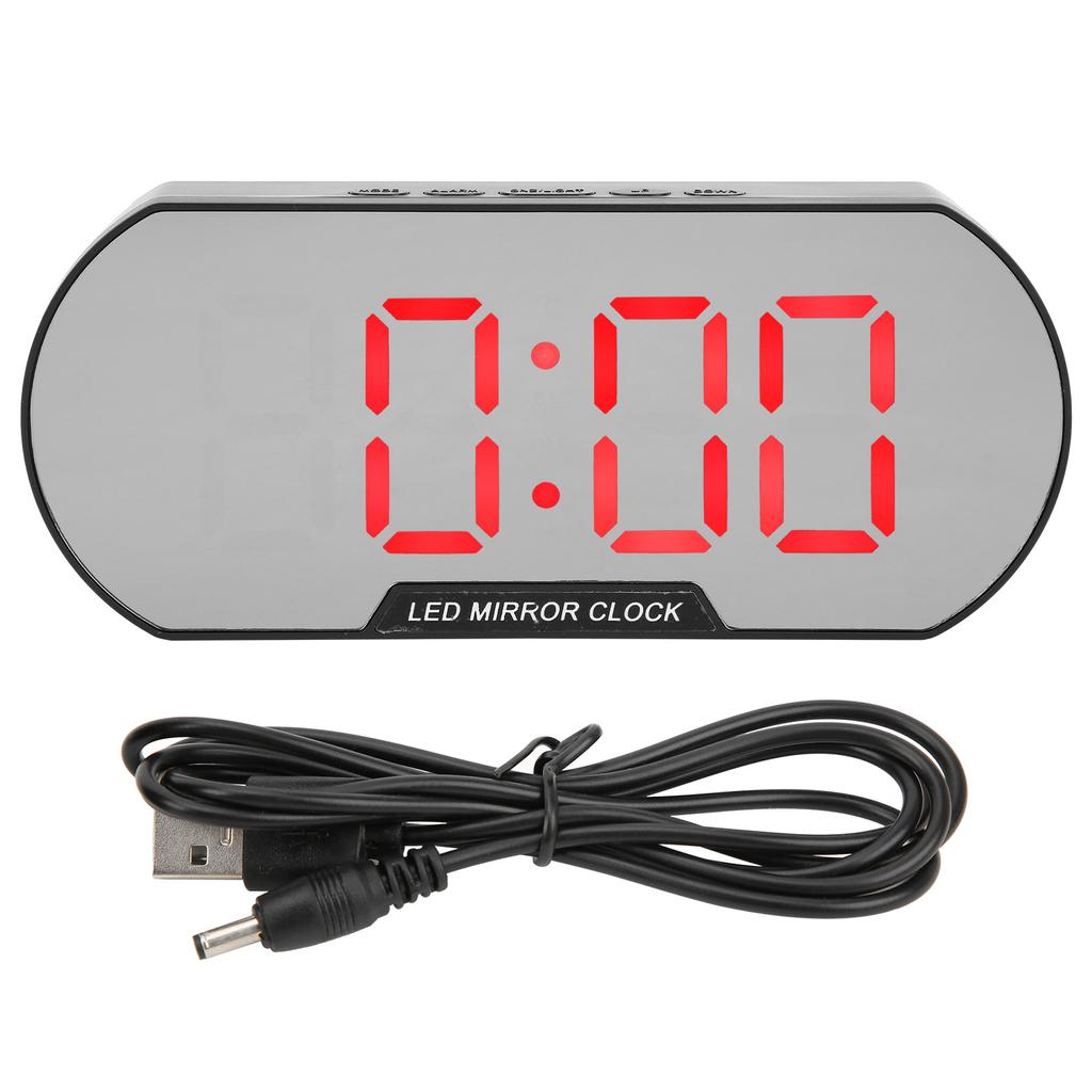 Alarm Clock LED Digital Display Makeup Mirror USB Battery Clock for Children Elderly Bedroom Office 