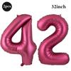 Giant 32 Inch Number Balloon Set Metallic Rose Red Foil Helium Balloon Kit DIY Happy Birthday Party Decor Kids Adult Anniversary