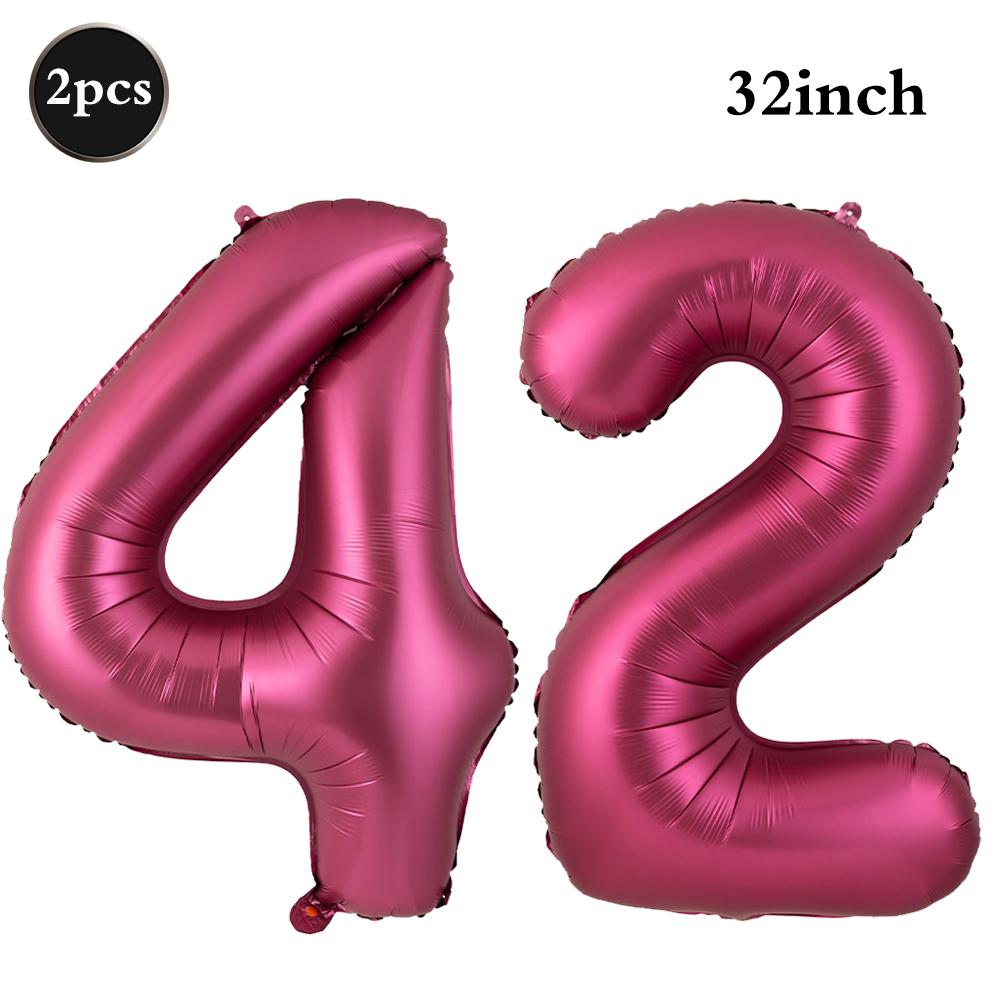 Giant 32 Inch Number Balloon Set Metallic Rose Red Foil Helium Balloon Kit DIY Happy Birthday Party Decor Kids Adult Anniversary