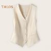 Damen Weste Ärmellos Einreihig Western Style Slim Fit Cardigan Anzugmantel Reine Farbe V-Ausschnitt Formelle Business-Stil Damenweste