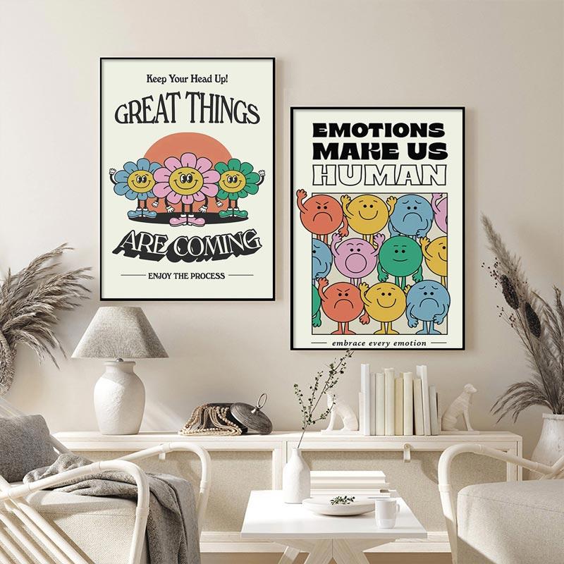 

Nordic Cartoon Painting Enjoy Art Inspirational Quote Print Emotions Human Wall Canvas Poster Pictures Kids Bedroom Home Decor No Frame