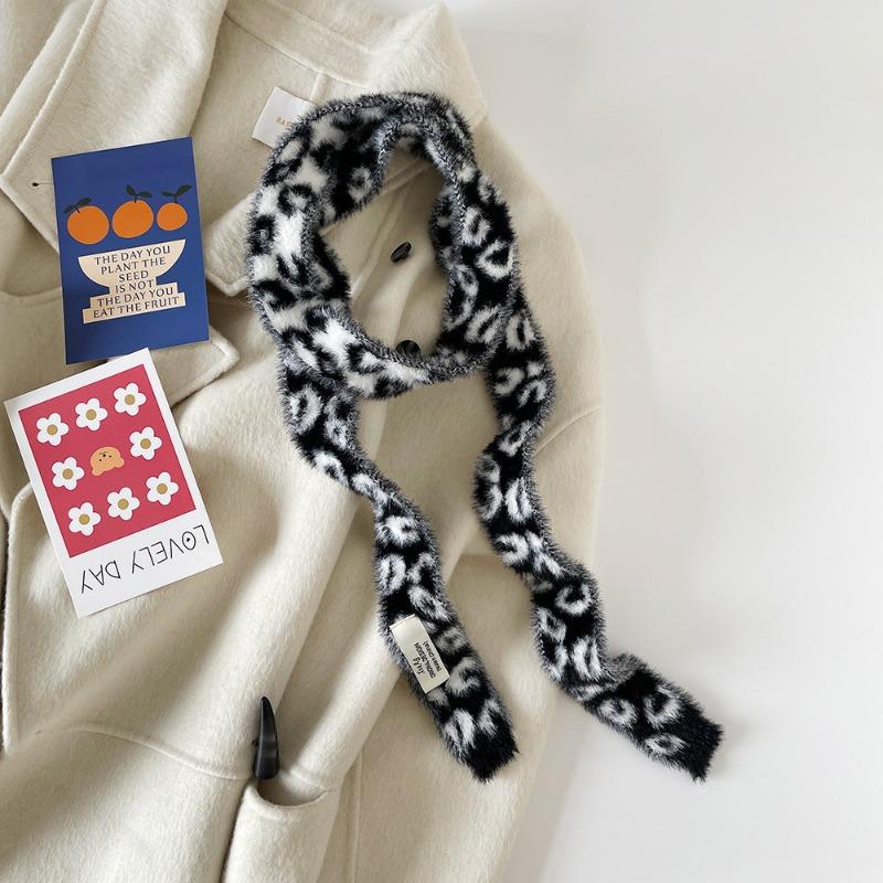 Design plush scarf striped thin strip scarf women's autumn and winter warm atmosphere decorative scarf