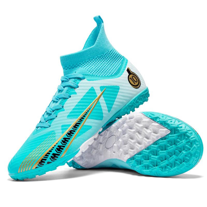 Men's Large Size High-top Football Shoes Long Nail Anti-slip TPR Artificial Lawn Children Football Boots
