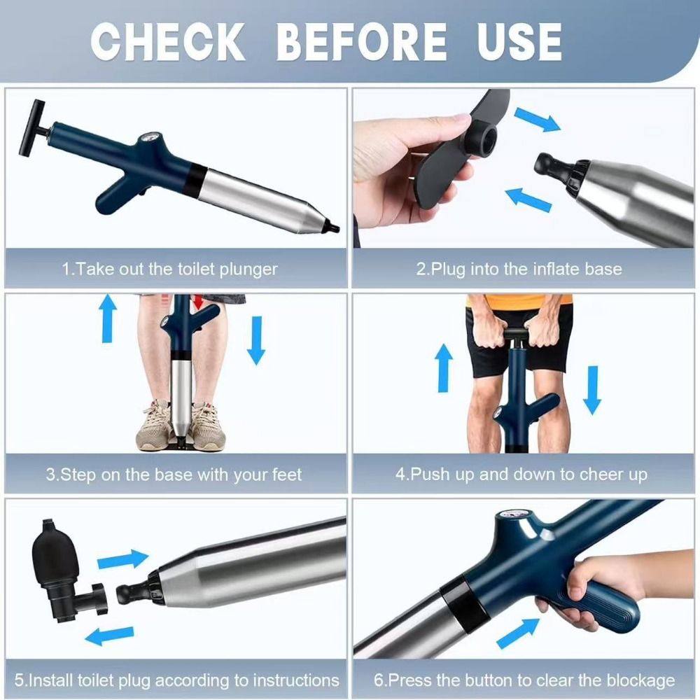 High Pressure Toilet Cleaning Tool Pneumatic Sewer Pipe Unblocker Dredge Clog Remover  Kitchen Sink