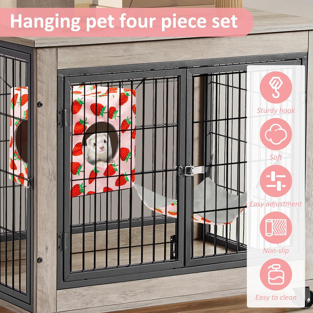 4Pcs Hamster Hammock Set Polyester Ferret Rat Hammock Set Soft Comfortable Hanging Guinea Pig Hideout Bed Small Pet Supplies