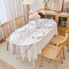 Oval Cotton Linen Blend Embroidered Tablecloth Waterproof Oil Resistant Heat Insulating Durable Coffee Table Dining