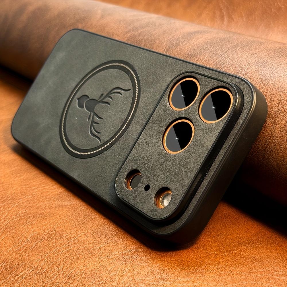 Luxury PU Leather Deer Case for IPhone 17 Air 16 15 14 13 12 11 Pro Max Plus 16E for Magsafe Wireless Charge Shockproof Cover