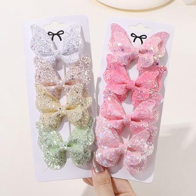2/4/5Pcs Girls Cute Sequins Double Butterfly Hair Clip Bow Hairpins DIY Headwear Bow Decor Hairgrip Children Hair Accessories