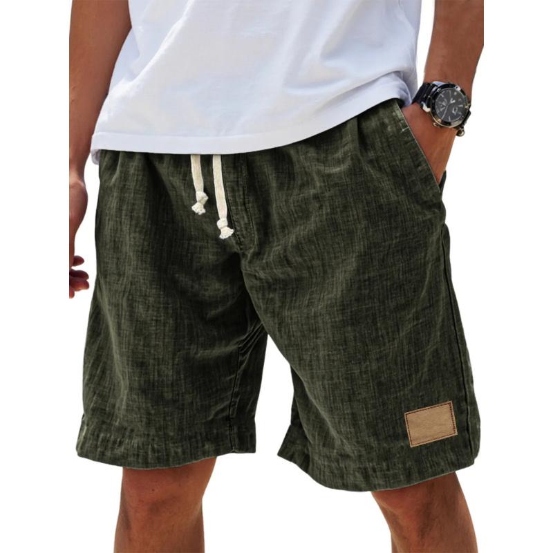 PINLIAN FASHION Nieuwe Heren Vintage Ademende Linnen Losse Vakantiebroek Modieuze Casual Broek 4XL donkergroene kleur