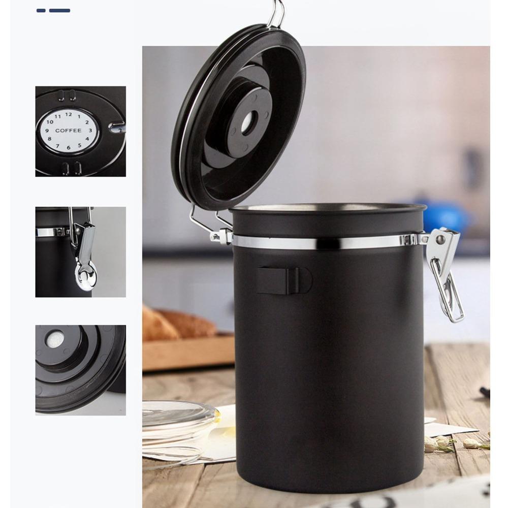 304 Stainless Steel Coffee Canister 1.2L / 1.5L / 1.8L Airtight Coffee Container  For Tea Leaves