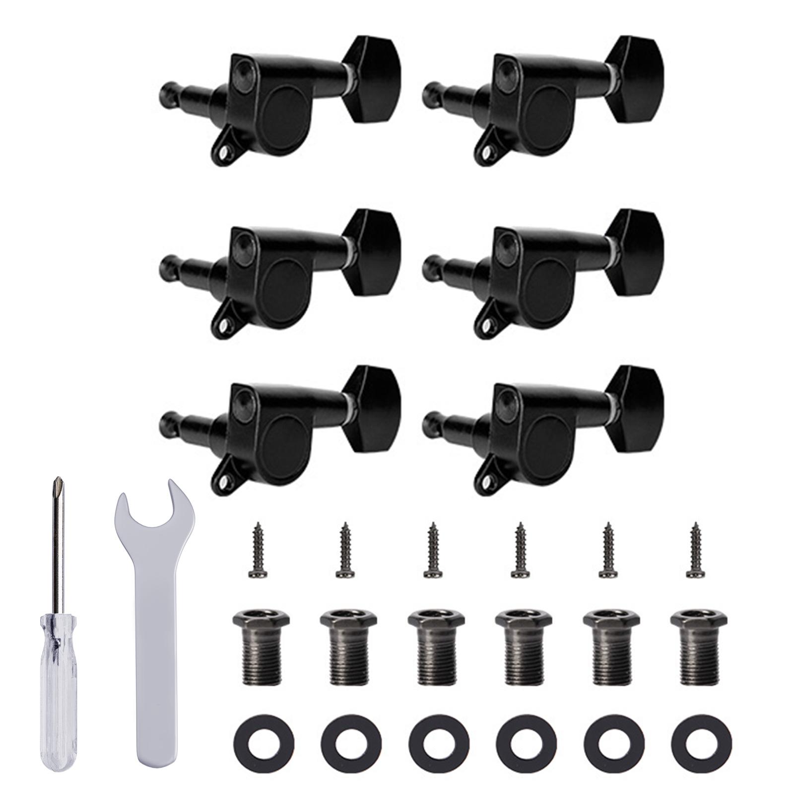 6Pcs Guitar Tunings Key Tuners Replacement 6 inline Sealed Guitar Tunings Pegs Key Machine Head Knobs Easy to Install чёрный