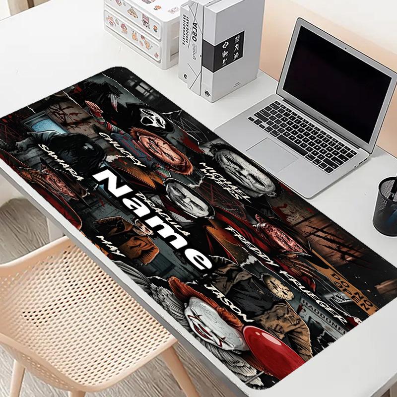 Custom Name Personalized Bride of Chucky Pattern Mousepad, Laptop PC Desk Mat, Decorative Desk Mat for Home Keyboard Pad Gift