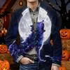 Men's Halloween Print Corduroy Warm Blazer Jacket with Pockets Casual Suit Coat Cardigan for Fall and Winter Wear