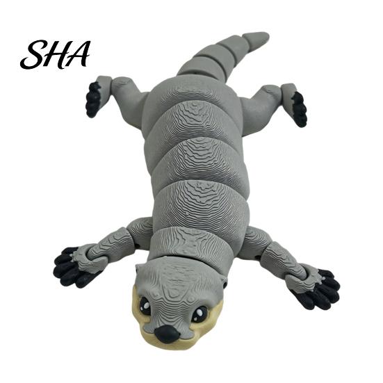 Smooth Edge Toy 3D Printed Articulated Otter for Kids, Flexible Fidget Figure, Movable Joint Animal Sensory Stress Relief Office Desk Decor
