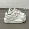 Spring and Autumn New Trendy Lightweight Non-slip Thick Sole Heightening Casual Board Shoes Leather White Shoes Women