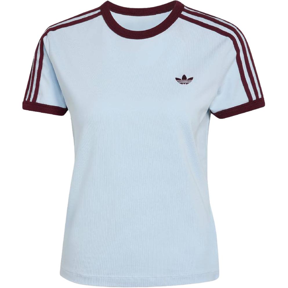 Adidas Originals 3 Stripes Slim Fit Women s Short Sleeve T-Shirt Crystal Sky Maroon KD3684 S