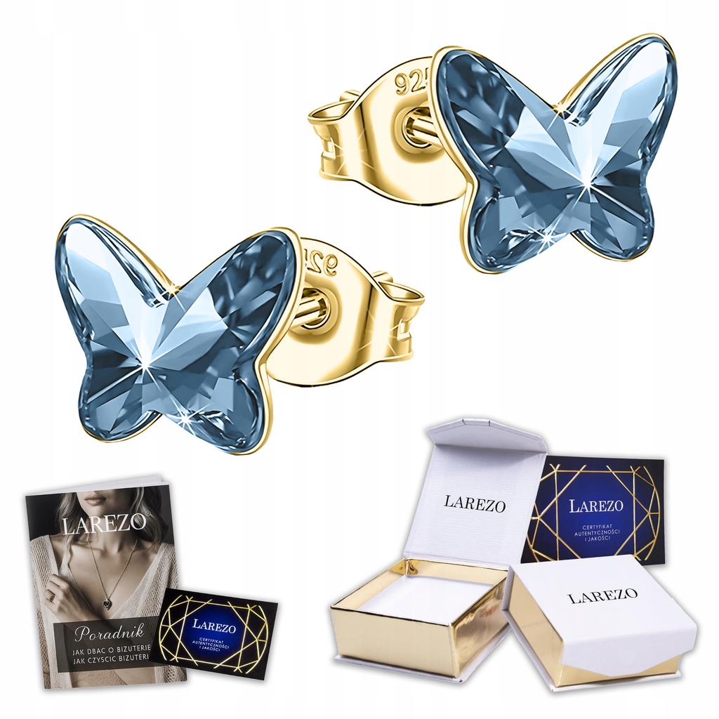 Gold Butterfly Earrings with Blue Stone Butterfly Cubic Zirconia Butterfly Silver