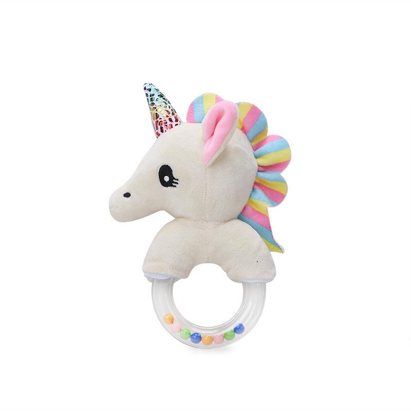 

BBSKY Baby Plush Animal Rattle Toy with Colorful Beads and Round Handle