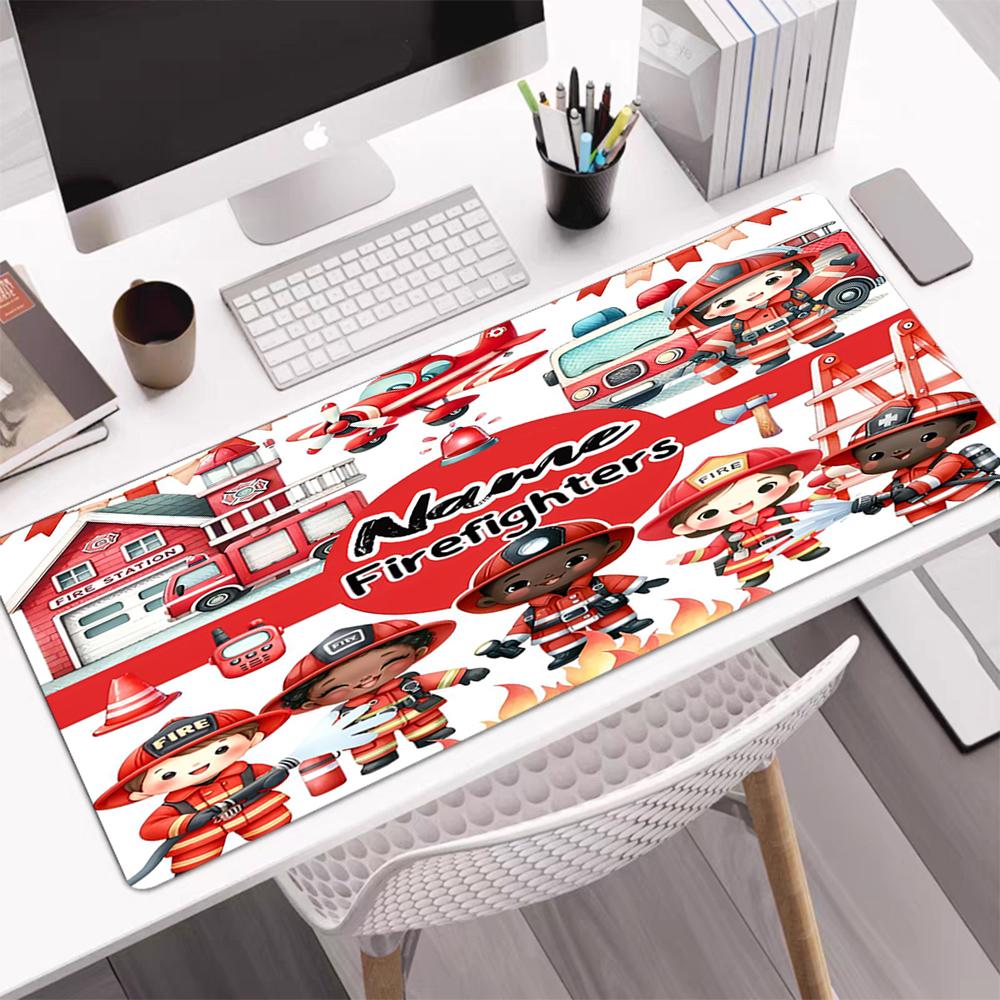 Custom Name fire truck Theme Mouse Pad, Non Slip Rubber Base, Multifunctional Office & Home Decor, Perfect for Workspace Personalization.