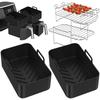 Air Fryer Rectangle Liner Tray and Stainless Steel Grill Rack Air Fryer Silicone Liner Basket Kitchen Baking Accessiores Steamer