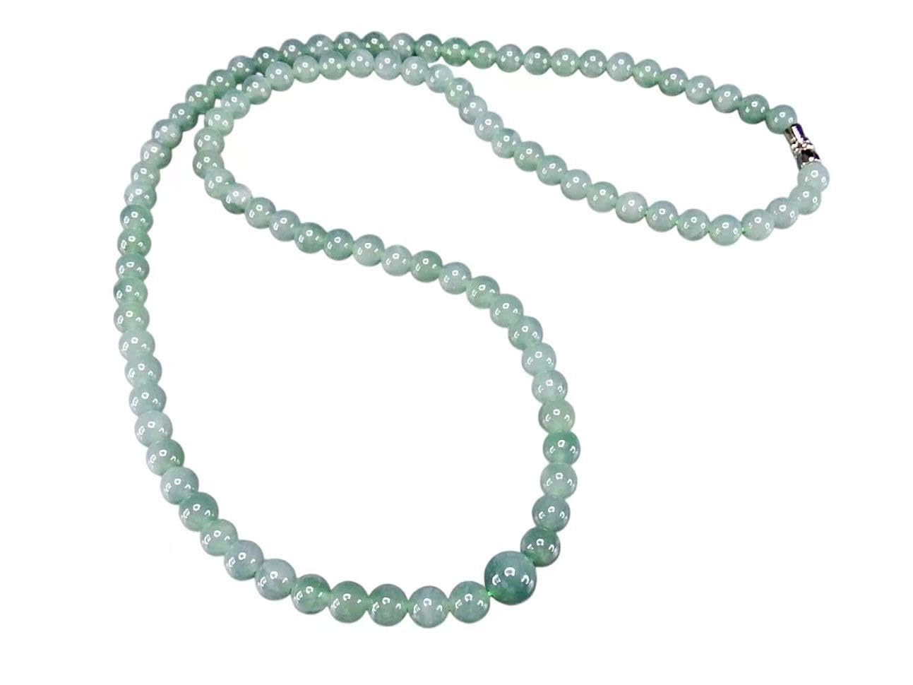 [Ishimachi] Dark Jadeite Necklace, Approx. 6mm Beads, Approx. 60cm Length, Natural Stone, Genuine Jadeite, Five Virtues Amulet