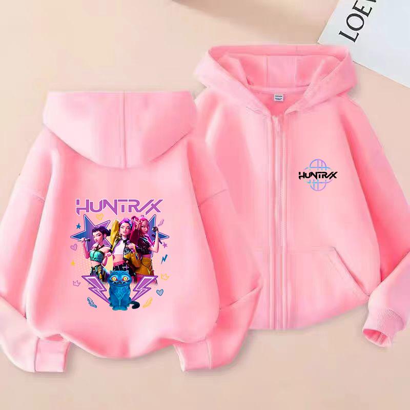 2025 New Y2K KPop Devil Hunter Zipper Hoodie Autumn Casual Long Sleeve Children's Clothing Fashion Versatile Girls' Top