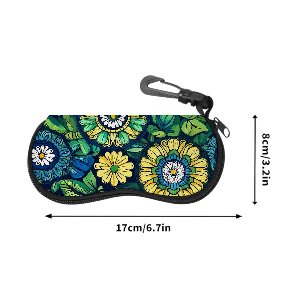 2D-Vintage Floral Pattern Glasses Case, Zipper Sunglasses Case for Women, Protective Eyewear Container, Portable Travel Accessories for Daily Protecti