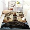 Lighthouse and World Map Pattern Carpet for Bedroom Living Room Bedside Sofa Floor Mat Modern Home Decor Area Rug Large Size