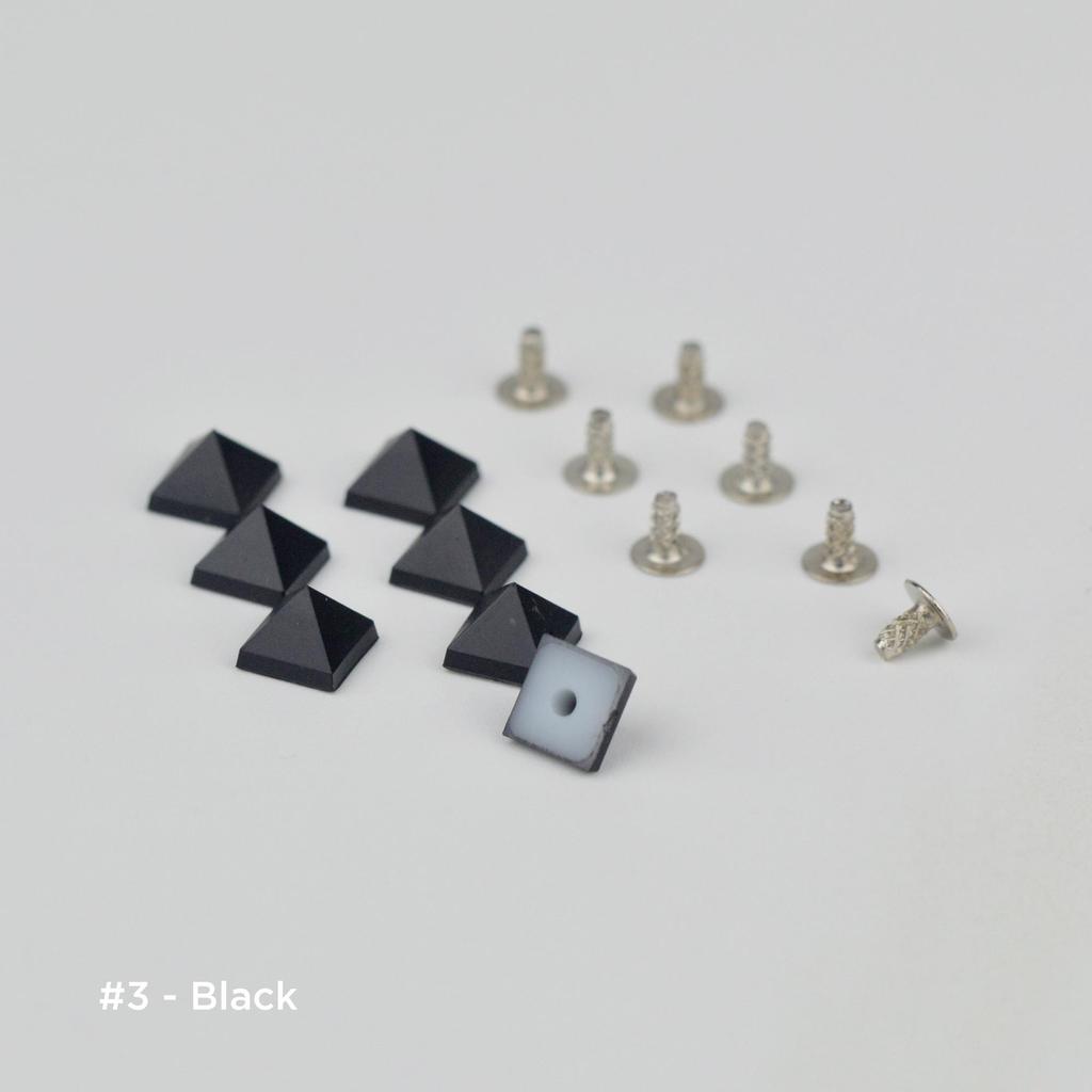 ABS-Pyramidennieten, Spikes für Schuh-, Taschen- und Kleidungsdekoration, 6 x 6 x 4,5 mm, 8 x 8 x 5,5 mm, 10 x 10 x 6,8 mm