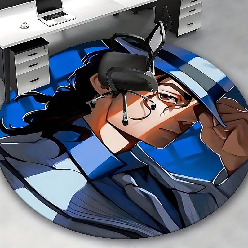 1pc Anime Design Round Carpet for Office Chair Mat, Non Slip Rug Home Decor, Living Room, Bedroom