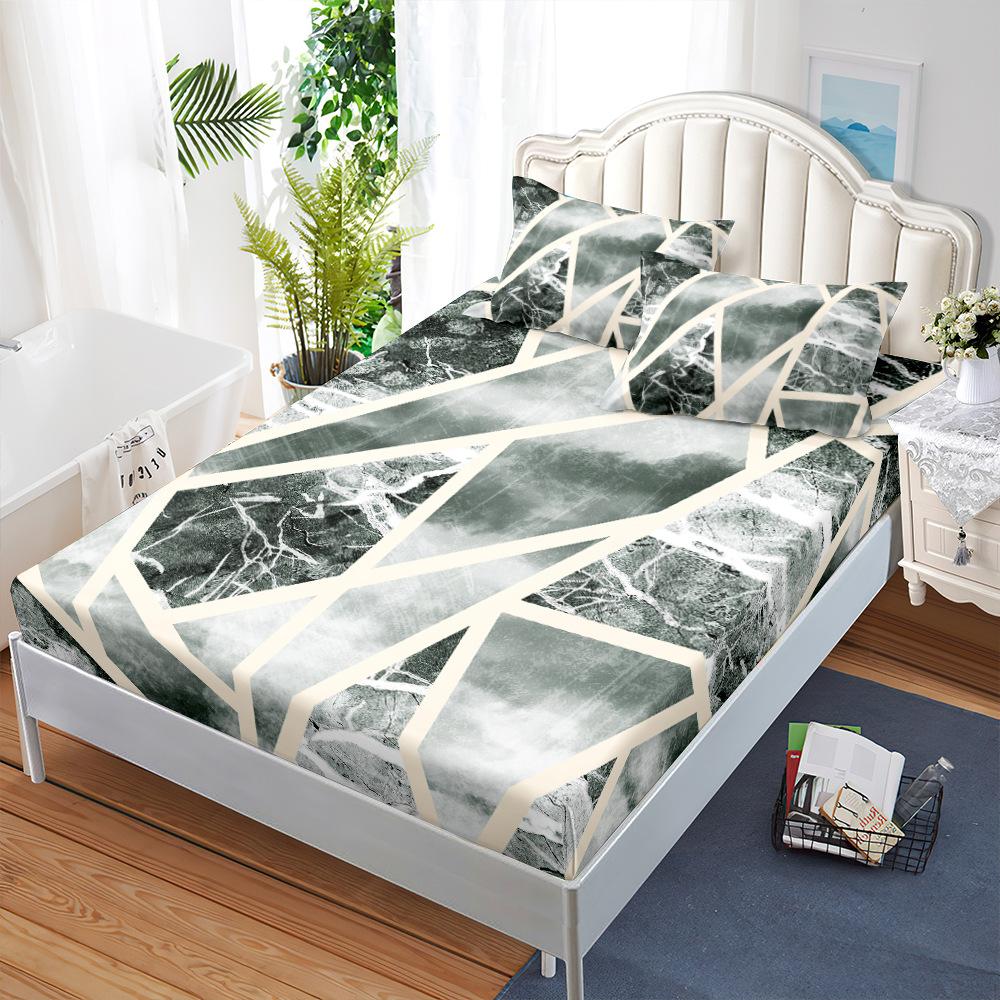 

Three-Piece Mattress, Mattress Cover Retro Geometric Mattress, Protective Cover Dust Bed Cover Sheet 100*190*40cm*1 Pillowcase 51*75cm*1