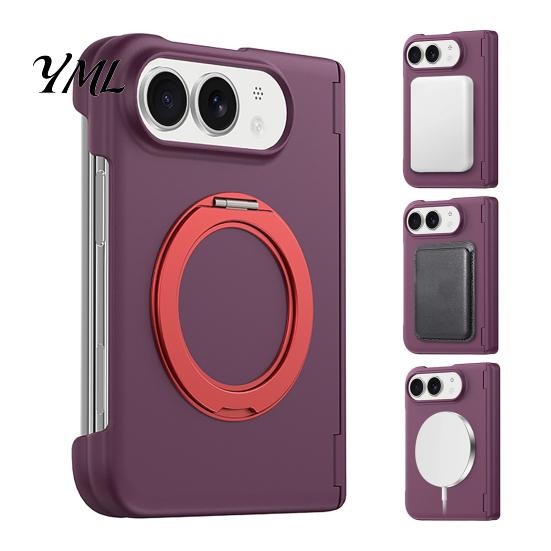 Non Slip Matte Finish Case Magnetic Folding Phone for IPhoneDuo, Hands Free Viewing with 360 Degree Wireless Charging Friendly Rotating Ring